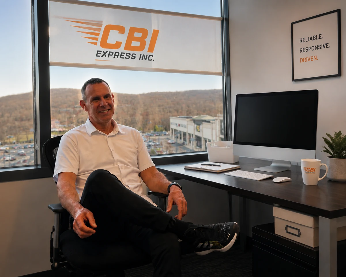 Dennis Boyko, owner of CBI Express Inc., seated in his office